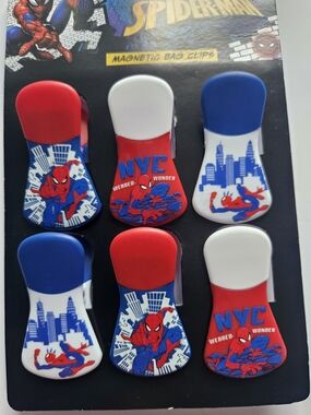 Spiderman Magnetic Bag Clips - Red, White & Blue (6-Pack)